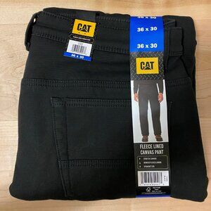 NEW Caterpillar CAT Men's Fleece Lined Canvas Pant, Black 34, 36